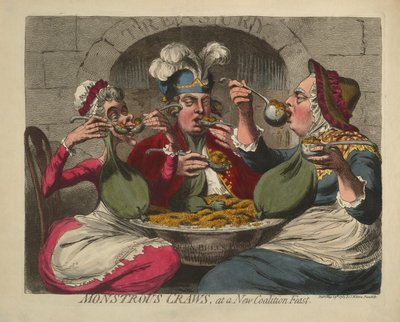Monstrous Craws, en un banquete de nueva coalición, 1787 de James Gillray